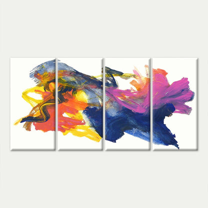 4pcs Abstract Colourful Expressive Brushstrokes Wall Art Canvas Framed 45x80cm - High Quality Print 100% Australian Made Wall Canvas Ready to Hang