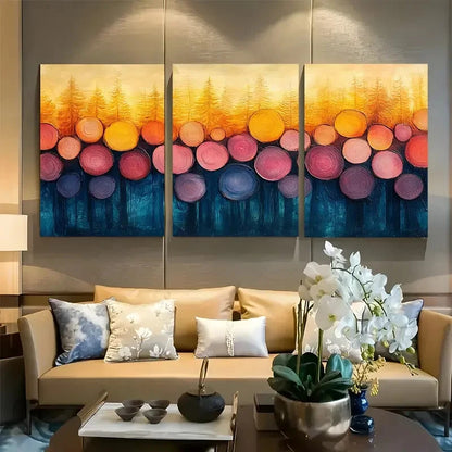 3pcs Pastel Grunge Forest Tree Rings Abstract Metal Print Ready to Hang Art