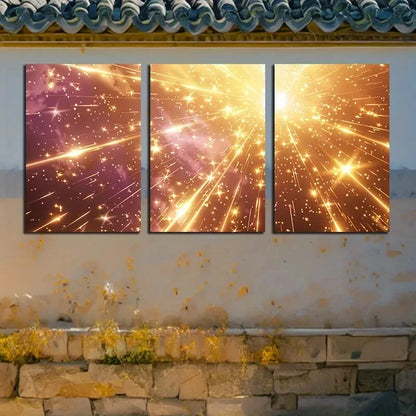 3pcs Vibrant Abstract Sparkle Illustration Metal Print Ready to Hang Art