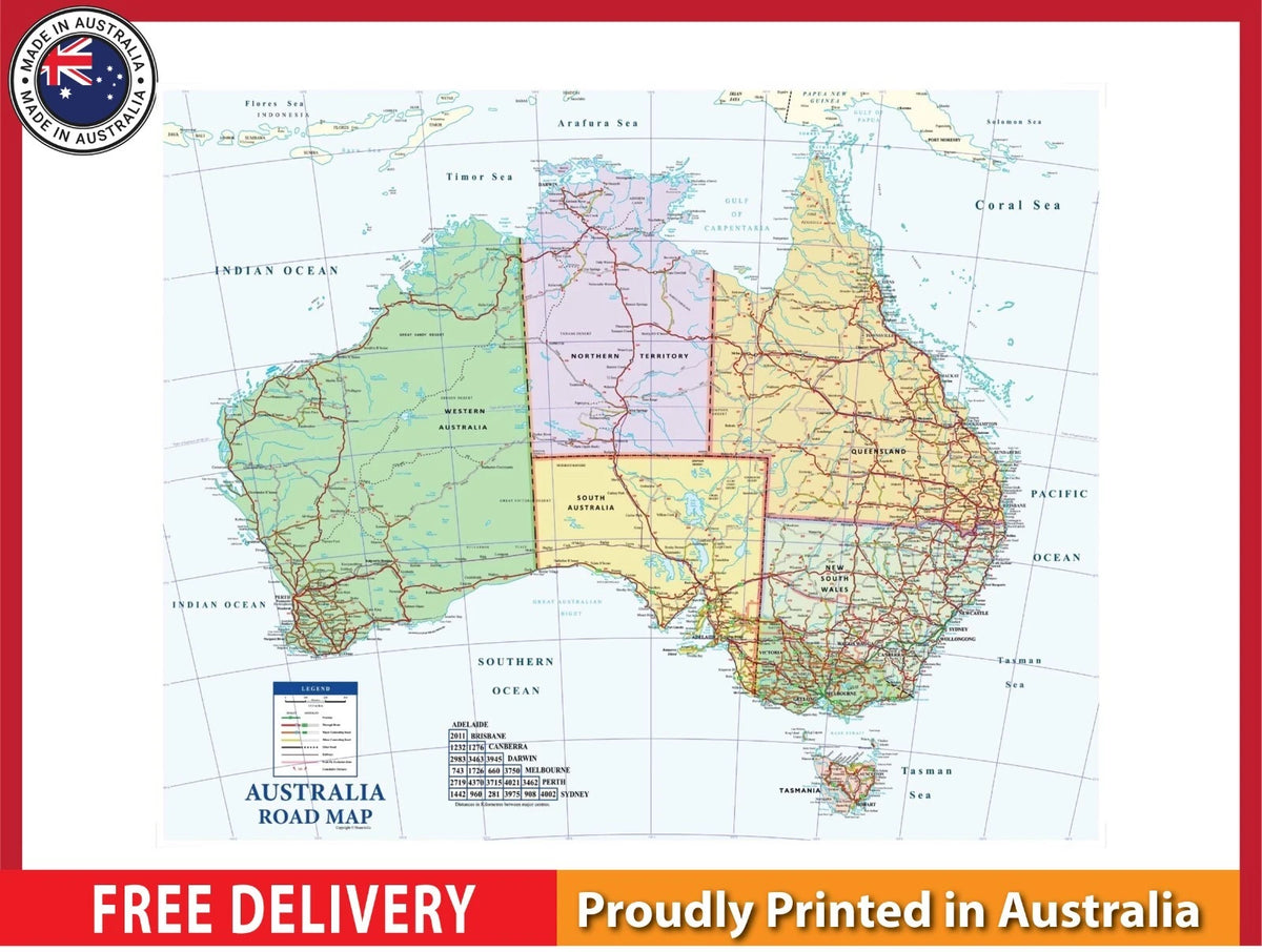 Australia Road map with details 91x61cm poster AU