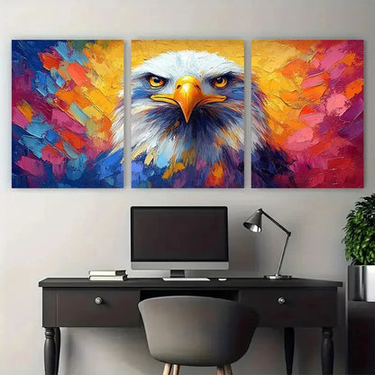 3pcs Rainbow Brush Strokes Stunning Multicolour Metal Print Ready to Hang Art