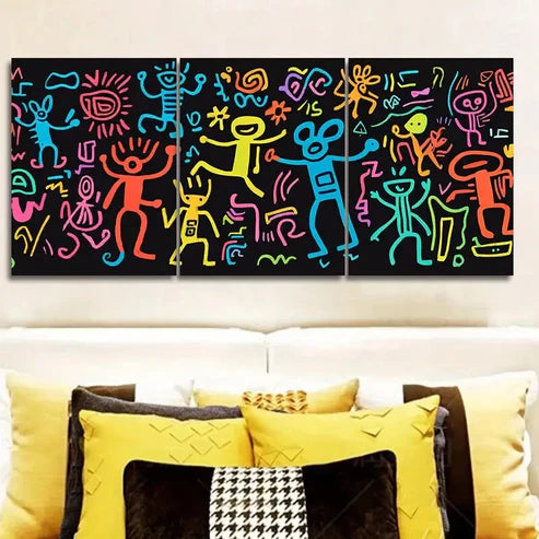 3pcs Surreal character graffiti Wall Art Set Canvas Unframed - High Quality Print 100% Australian Made Wall Canvas