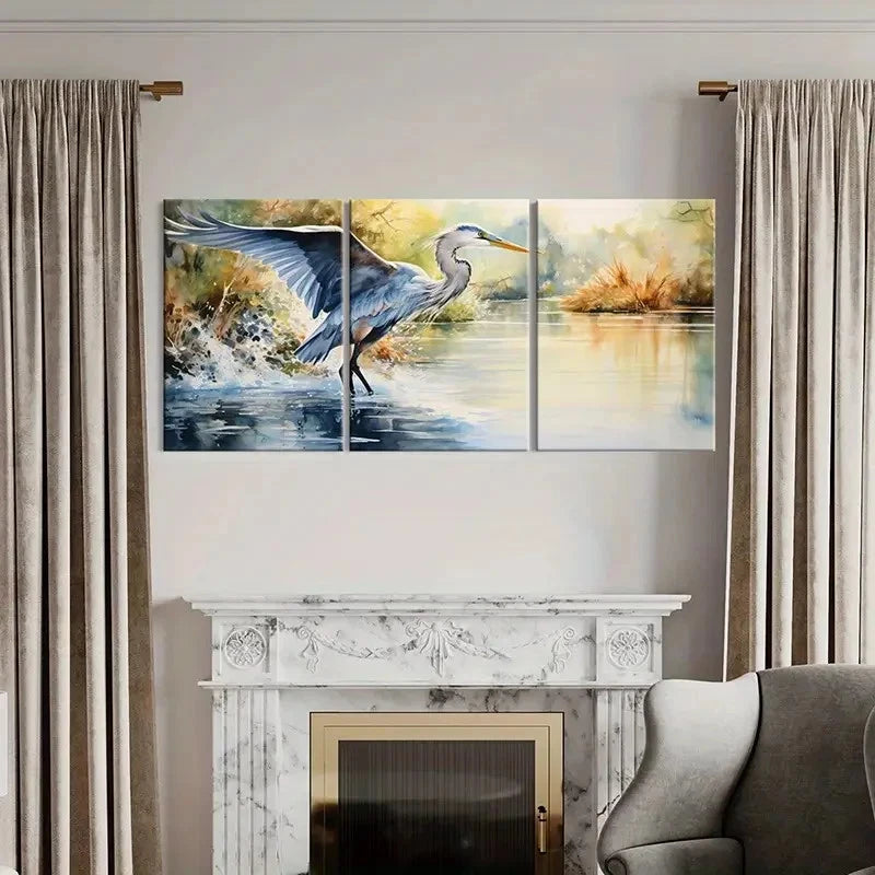 3pcs Watercolor Style Birds Retro Metal Print Ready to Hang Art