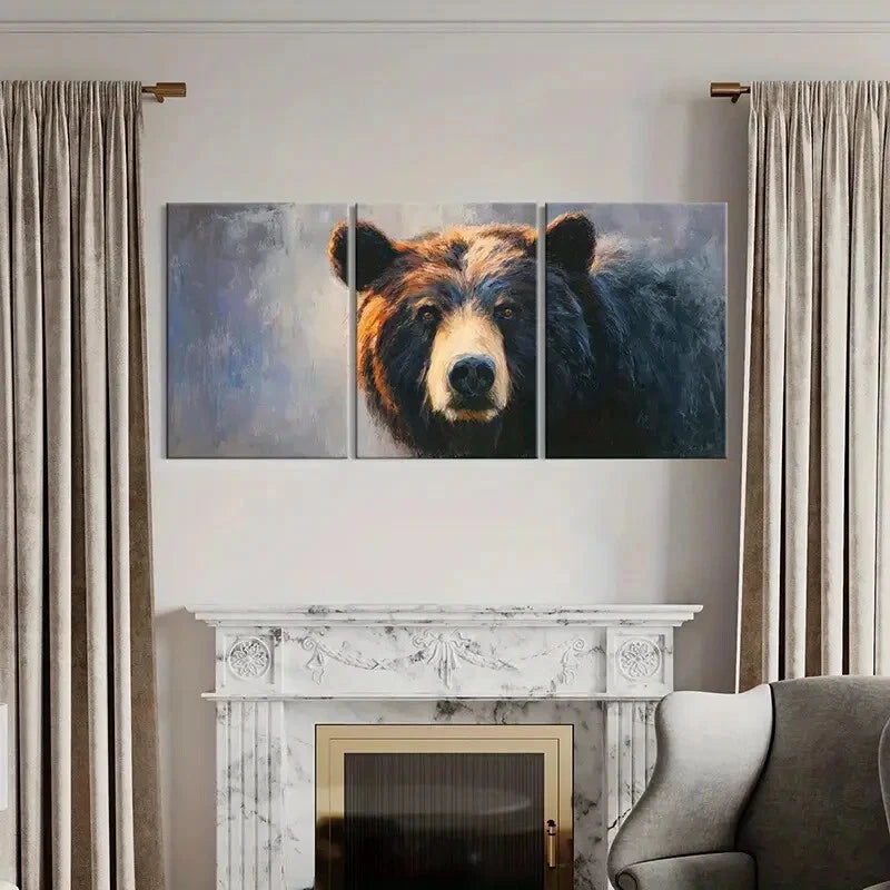 3pcs Artistic Bear Portrait Wildlife Art Metal Print Ready to Hang Art