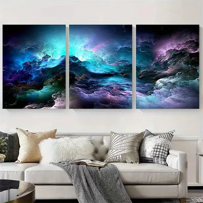 3pcs Abstract Cosmic Swirls Metal Print Ready to Hang Art