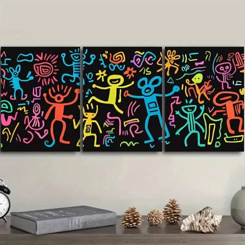 3pcs Surreal character graffiti Wall Art Set Canvas Unframed - High Quality Print 100% Australian Made Wall Canvas