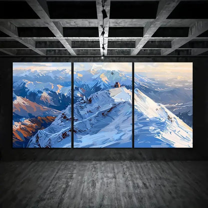 3pcs Snow Capped Mountains Blue Sky Metal Print Ready to Hang Art