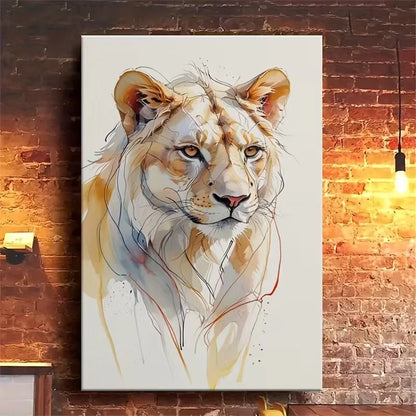 Elegant Watercolor Lion 60x90cm Metal Print Ready to Hang