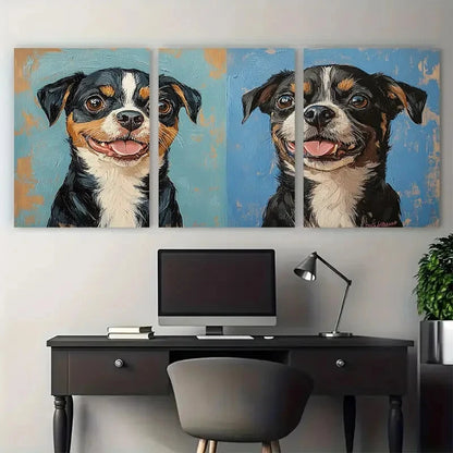 3pcs PEEKABOO Pet Portrait Illustration Metal Print Ready to Hang Art