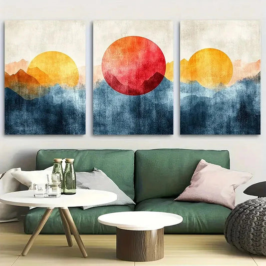 3pcs Abstract Pastel Circles Minimalist Design Metal Print Ready to Hang Art