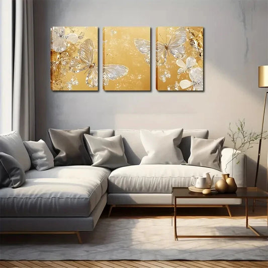 3pcs Abstract Watercolor Butterflies Perfect Wall Art Set Canvas Framed 40x60cm - High Quality Print 100% Australian Made Wall Canvas Ready to Hang