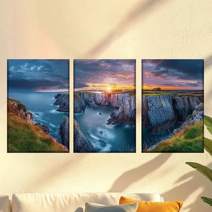 3pcs Sunset on The Coast Wall Art Canvas Unframed – High Quality Print 100% Australian Made Wall Canvas