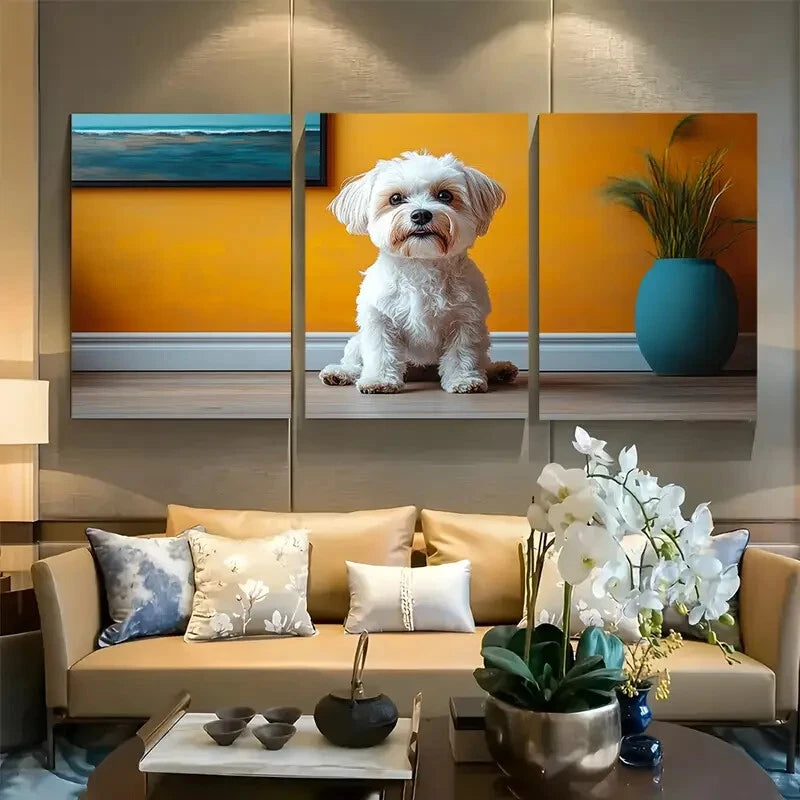 3pcs Cute Danish Pastel Dog Design Metal Print Ready to Hang Art