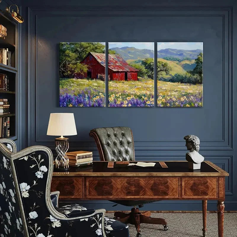 3pcs Mountain Landscape Vintage Farmhouse Metal Print Ready to Hang Art