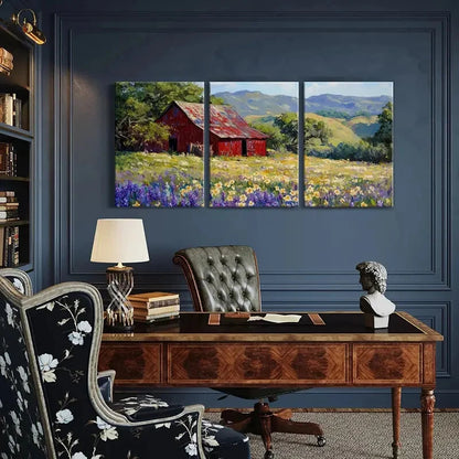 3pcs Mountain Landscape Vintage Farmhouse Metal Print Ready to Hang Art