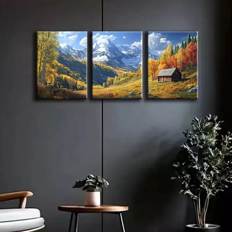 3pcs Autumn Mountain Scene Canvas Framed 40x60cm - High Quality Print 100% Australian Made Wall Canvas Ready to Hang