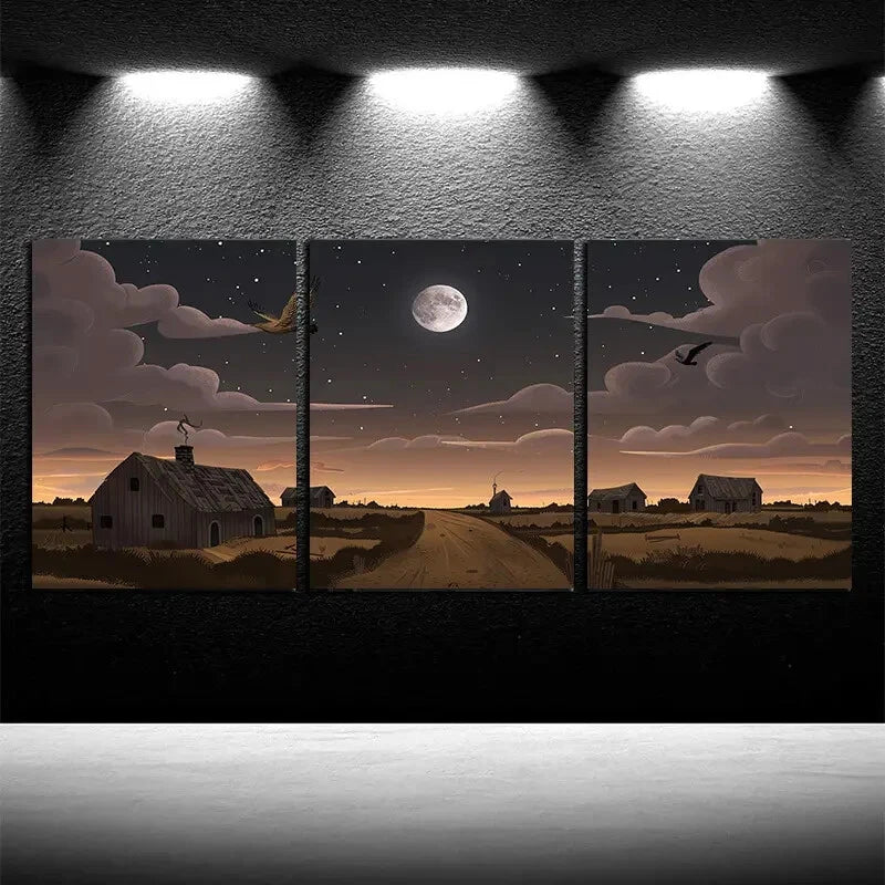 3pcs Dark Clouds Appear, Enveloping The Sky Metal Print Ready to Hang Art