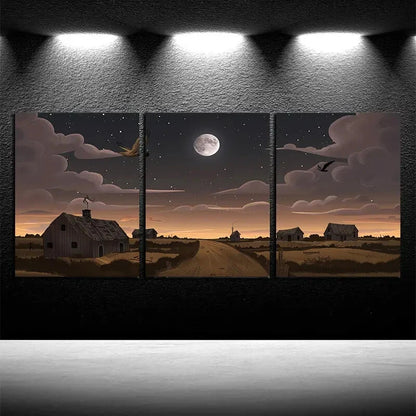 3pcs Dark Clouds Appear, Enveloping The Sky Metal Print Ready to Hang Art