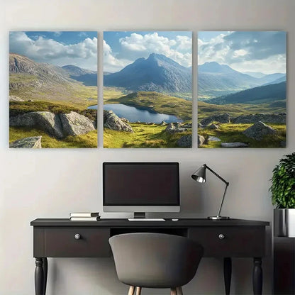 3pcs Snowdonia and Tryfan Stunning Wales Travel Metal Print Ready to Hang Art