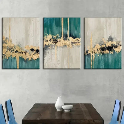 3pcs Modern Abstract Art in a Light Luxury Style Metal Print Ready to Hang Art