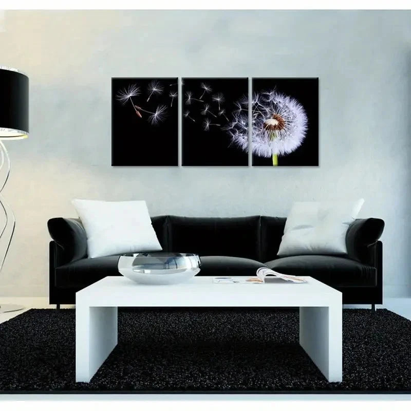 3pcs Black and White Nature Floral Design Metal Print Ready to Hang Art