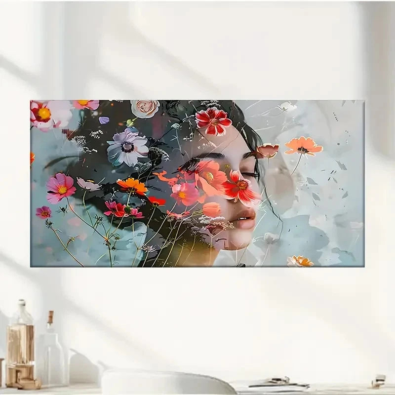Women With Long Colorful Hair Wall Art Canvas Office Home Room Framed 120x60cm