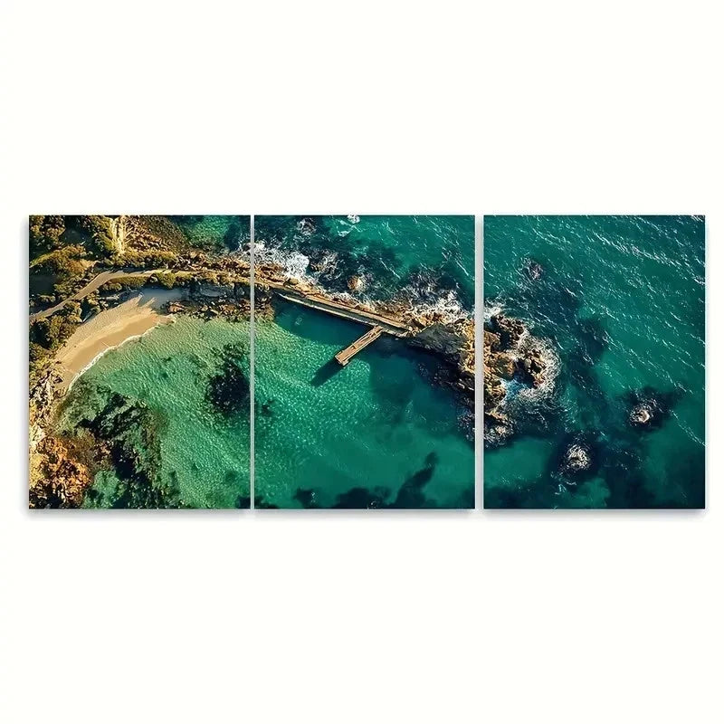 3pcs Mornington Peninsula Travel Print Australia Wall Art Set Canvas Framed 50x70cm - High Quality Print 100% Australian Made Wall Canvas Ready to Hang