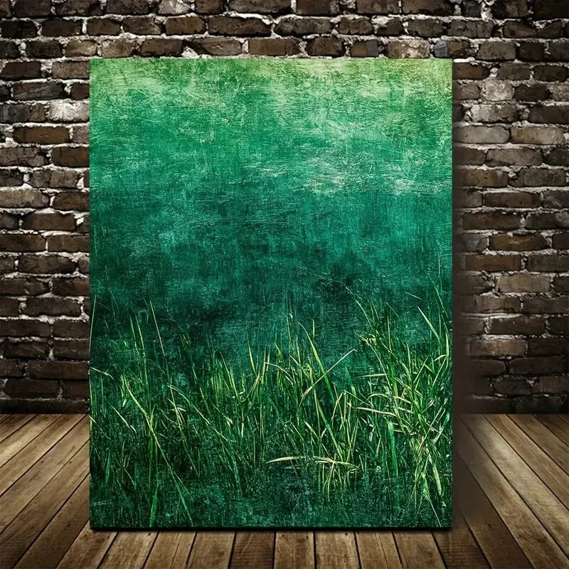 Emerald Water Grass Lawn Painting  40x60cm Metal Print Ready to Hang