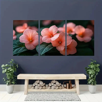 3pcs Impatiens Flower Vibrant Touch-Me-Not Design Metal Print Ready to Hang Art