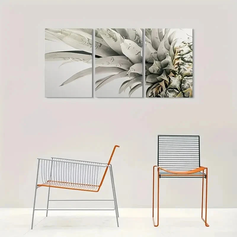 3pcs Painting Modern Abstract Pineapple Metal Print Ready to Hang Art