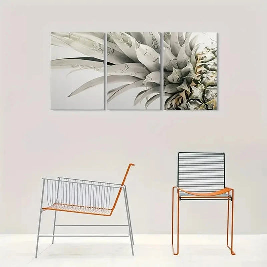 3pcs Painting Modern Abstract Pineapple Metal Print Ready to Hang Art