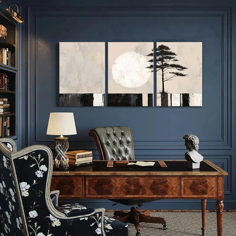 3pcs Modern Abstract Tree Black & White Silhouette Metal Print Ready to Hang Art