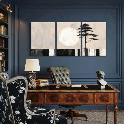 3pcs Modern Abstract Tree Black & White Silhouette Metal Print Ready to Hang Art