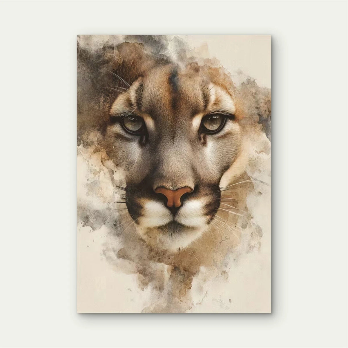 Mountain Lion Face Metal Print Ready to Hang