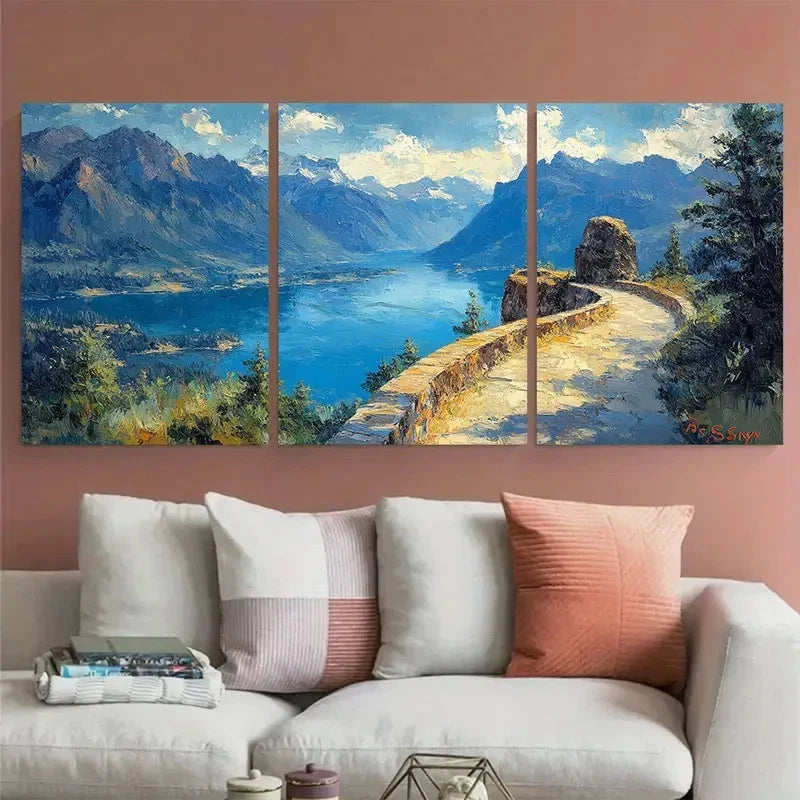 3pcs Beacon Rock State Park Columbia River Gorge Wall Art Set Canvas Framed 50x70cm - High Quality Print 100% Australian Made Wall Canvas Ready to Hang