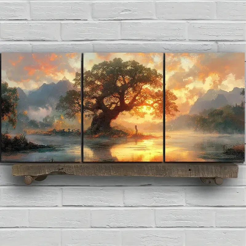 3pcs The Trees on the Island Nature Metal Print Ready to Hang Art