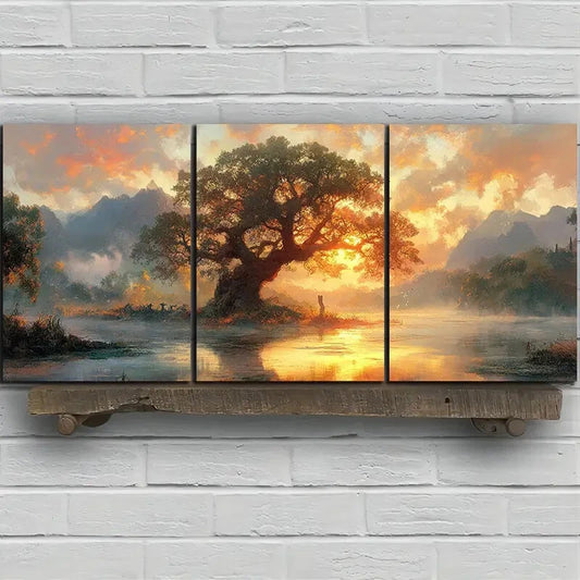 3pcs The Trees on the Island Nature Metal Print Ready to Hang Art