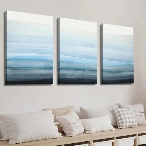 3pcs Abstract Coastal Misty Landscape Wall Art Set Canvas Unframed - High Quality Print 100% Australian Made Wall Canvas