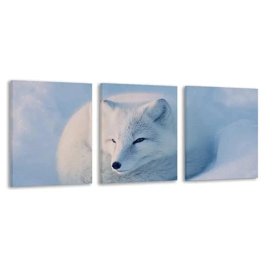 3pcs Fox with Black Eyes Deco Style  Wall Art Set Canvas Framed 60x90cm - High Quality Print 100% Australian Made Wall Canvas Ready to Hang