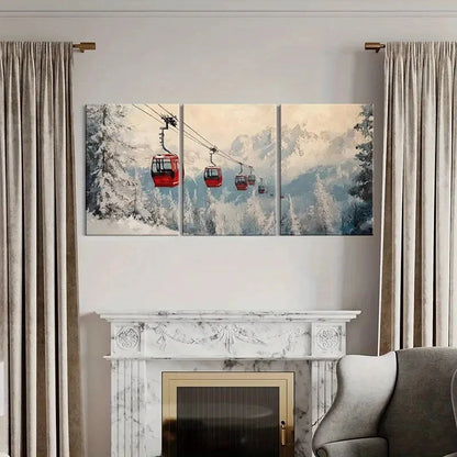 3pcs Snowy Mountains Pine Trees Scenic View Metal Print Ready to Hang Art