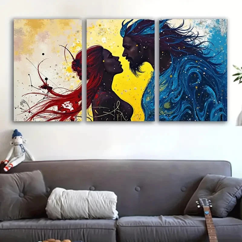 3pcs Woman Wall Art Painting Metal Print Ready to Hang Art