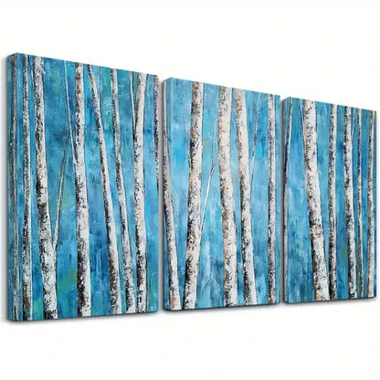 3pcs Abstract White Birch Tree Canvas Framed 60x90cm - High Quality Print 100% Australian Made Wall Canvas Ready to Hang