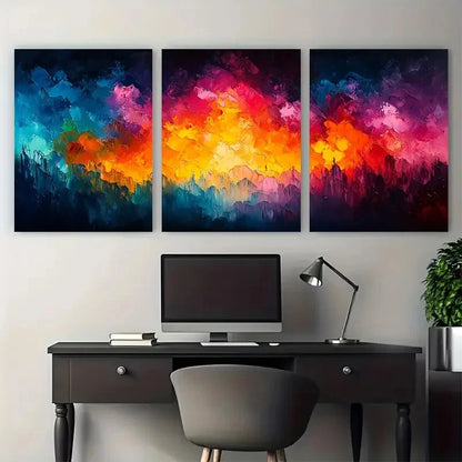 3pcs Colorful Abstract Illustration Wall Art Set Canvas Framed 50x70cm - High Quality Print 100% Australian Made Wall Canvas Ready to Hang
