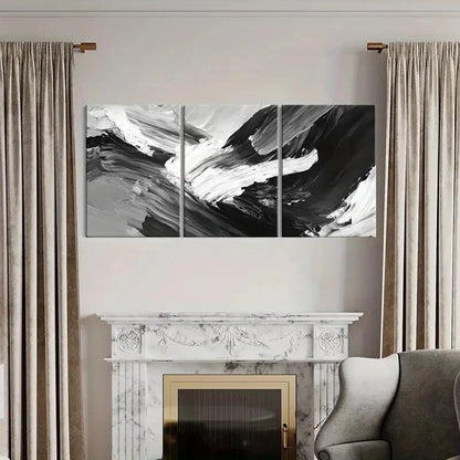 3pcs Abstract Art Monochrome Palette Contemporary Metal Print Ready to Hang