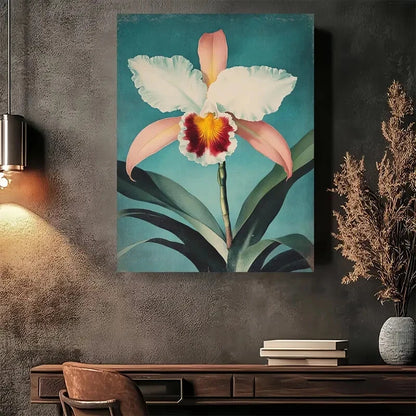 Beautiful Orchid Paradise Bloom Modern Painting 40x60cm Metal Print Ready to Hang
