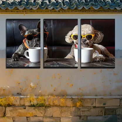 3pcs Charming Poodle & French Bulldog Metal Print Ready to Hang Art