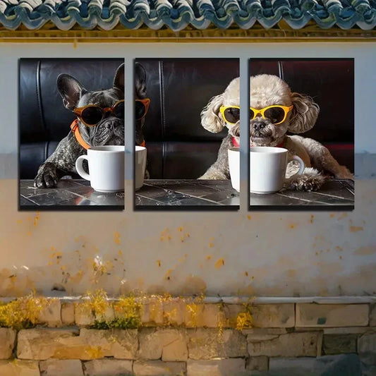 3pcs Charming Poodle & French Bulldog Metal Print Ready to Hang Art