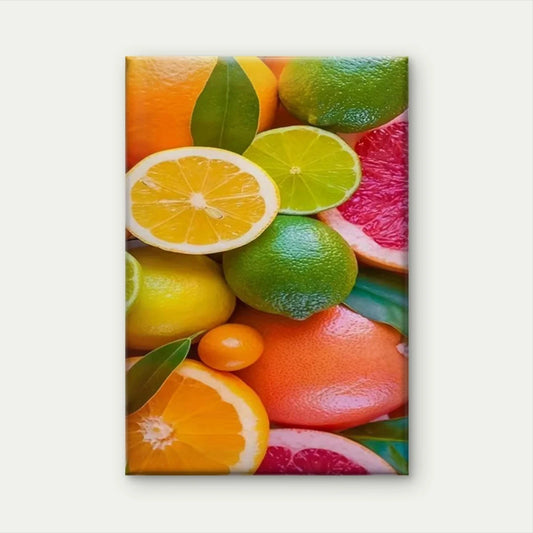 Colorful Oranges, Lemons & Grapefruits Design Metal Print Ready to Hang