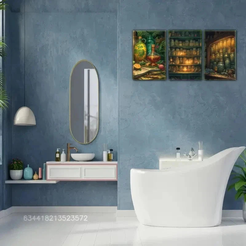 3pcs Medicine Cabinet Art Prints Minimalist Metal Print Ready to Hang Art
