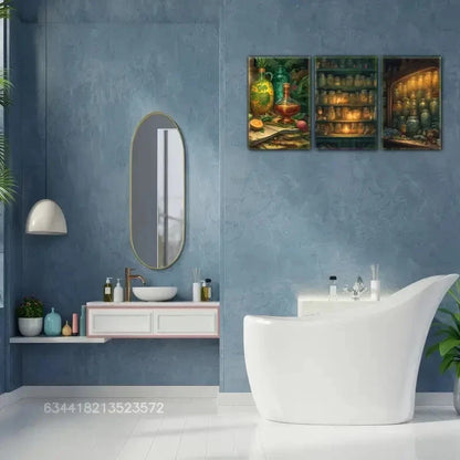 3pcs Medicine Cabinet Art Prints Minimalist Metal Print Ready to Hang Art